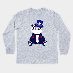 Patriotic Panda Kids Long Sleeve T-Shirt